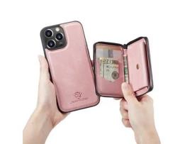 Capa TPU JEEHOOD 2 em 1 magnético destacável à prova de choque, híbrido com suporte rosa para iPhone 13 Pro Max 6.7