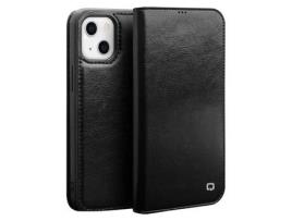 Capa de couro genuíno QIALINO com suporte preto para iPhone 13 6.1