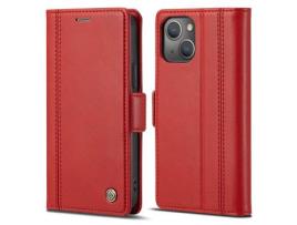 Capa PU + TPU LC.IMEEKE fecho magnético duplo, à prova de choque com suporte vermelho para iPhone 13 6.1