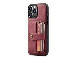 Capa TPU + PU JEEHOOD deslizamento anti-risco, anti-roubo com slots de cartão vermelho para iPhone 13 Pro Max 6.7