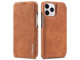 Capa PU LC.IMEEKE com suporte e porta-cartões, autoabsorvente, estilo vintage marrom para iPhone 13 Pro Max 6.7