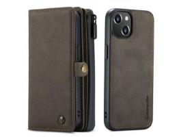 Capa PU + TPU CASEME 2 em 1 superfície fosca multi-slot removível marrom para iPhone 13 6.1