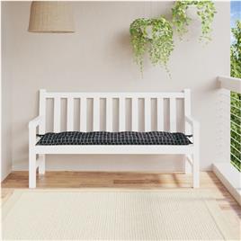 vidaXL Almofadão para banco 150x50x7 cm tecido padrão xadrez preto