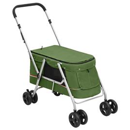 vidaXL Carrinho dobrável para cães 100x49x96 cm tecido linho verde