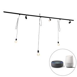 Sistema de trilho inteligente preto 3 pontos e luminária suspensa 1 fase - Cavalux Jeana