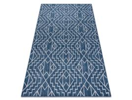 Tapete Sizal Sion Geométrico, Diamantes 21778 Tecido Plano Azul Escuro / Ecru (180 x 270 cm)
