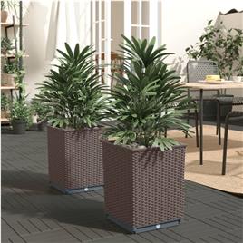 vidaXL Vasos/floreiras 2 pcs 30x30x37 cm polipropileno castanho