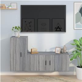 vidaXL Conjunto móveis de TV 2 pcs madeira processada sonoma cinza