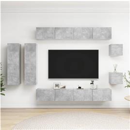 vidaXL Conjunto móveis de TV 8 pcs madeira processada cinzento cimento