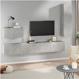 vidaXL Conjunto móveis de TV 4 pcs madeira processada cinzento cimento