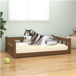 vidaXL Cama para cães 105,5x75,5x28 cm madeira de pinho castanho mel
