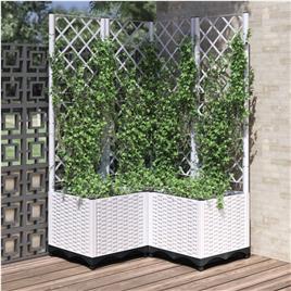 vidaXL Vaso/floreira de jardim c/ treliça 80x80x136 cm PP branco