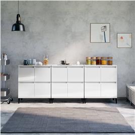 vidaXL Aparadores 3 pcs 60x35x70 cm derivados madeira branco brilhante