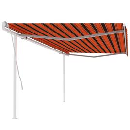 vidaXL Toldo retrátil manual com postes 5x3 m laranja e castanho