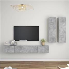 vidaXL Conjunto móveis de TV 4 pcs madeira processada cinzento cimento