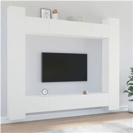 vidaXL Conjunto móveis de TV 8 pcs madeira processada branco