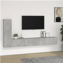 vidaXL Conjunto móveis de TV 3 pcs madeira processada cinzento cimento