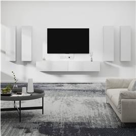 vidaXL Conjunto móveis de TV 6 pcs madeira processada branco