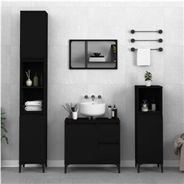 vidaXL Armário casa de banho 30x30x190 cm derivados de madeira preto