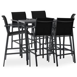 vidaXL 7 pcs conjunto de bar para jardim preto