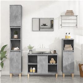 vidaXL 3 pcs conj. móveis casa banho derivados madeira cinza cimento