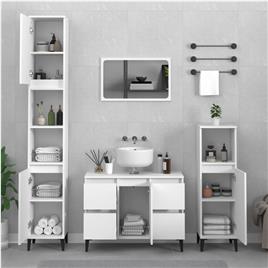 vidaXL 3 pcs conjunto móveis casa de banho derivados de madeira branco