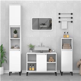 vidaXL 3 pcs conjunto móveis casa de banho derivados de madeira branco
