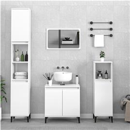 vidaXL 3pcs conj. móveis casa banho derivados madeira branco brilhante
