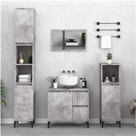 vidaXL 3 pcs conj. móveis casa banho derivados madeira cinza cimento