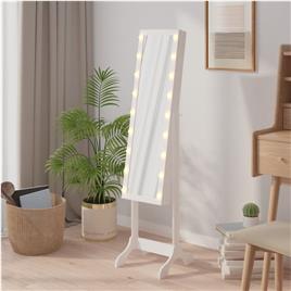 vidaXL Espelho de pé com luzes LED 34x37x146 cm branco