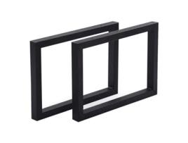 Juego de 2 patas de banco Lunderskov acero negro mate 35 x 50 cm [en.casa]