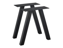 Juego de 2 patas de banco Mariager acero 42 x 30 cm negro mate [en.casa]
