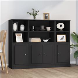 vidaXL Aparadores altos 3 pcs derivados de madeira preto