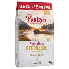 Purizon Adult 8 kg ração para gatos em promoção: 1,5 kg grátis! - Adult Sterilised com frango e peixe (6,5 kg + 1,5 kg grátis)