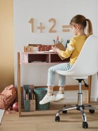 Cadeira de secretária com rodas, especial primária branco claro liso 2