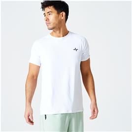 T-shirt Respirável de Fitness Decote Redondo Essentiel Homem Branco