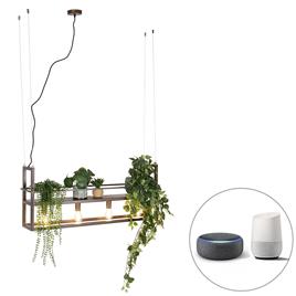 Smart hanglamp roestbruin met rek incl. 4 Wifi A60 - Cage Rack