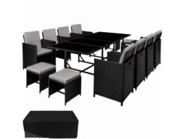 Conjunto TECTAKE de Rattan Palma Composto Por 8+4+1