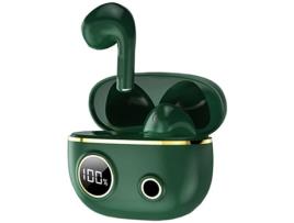  - Auriculares Bluetooth True Wireless ENKERS com Microfone e Carregadorverde