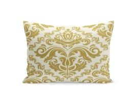 Fronha de Almofada ECZJNT Branca Dourada Damasco Orient Amarelo (50x75 cm)