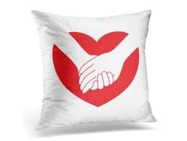 Fronha de Almofada ECZJNT Segure De Mãos Dadas Coração Vermelho Flat Style Concept De Apoio Casal (40x40 cm)
