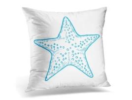 Fronha de Almofada ECZJNT Estrela Do Mar Azul Natureza Oceano Aquático Gravura Subaquática Estrela Branca (45x45 cm)