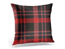 Fronha de Almofada ECZJNT de Lona Xadrez Rosa Xadrez Fumê Vermelho Preto (50x50 cm)