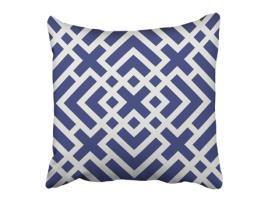 Fronha de Almofada ECZJNT simples porcelana azul índigo branco Geo Lines (45x45 cm)