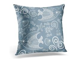Fronha de Almofada ECZJNT Desenho Peixe Estrela do Mar Conchas Algas Criaturas do Mar (40x40 cm)