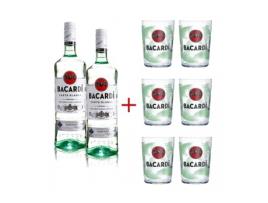 Pack 2 BACARDI 1L + 6 Vasos BACARDI Mojito