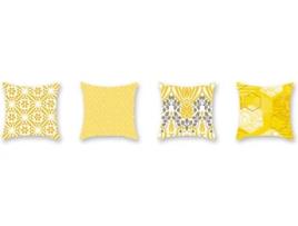 Pack de 4 Almofadas Decorativas WJS Amarelo (45x45cm)