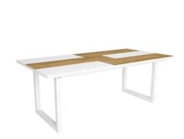 Mesa de Refeição SKRAUT HOME Tetrix 10 Lugares (Carvalho e Branco - Melamina - 194 x 90 x 75 cm)