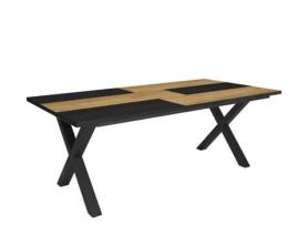 Mesa de Refeição SKRAUT HOME Tetrix 10 Lugares (Carvalho e Preto - Melamina - 194 x 90 x 75 cm)