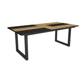 Mesa de Refeição SKRAUT HOME Tetrix 10 Lugares (Carvalho e Preto - Melamina - 194 x 90 x 75 cm)